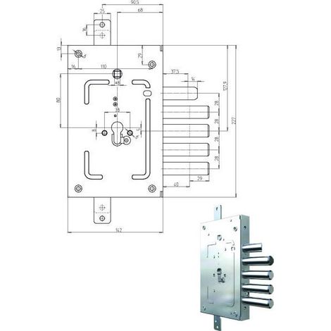 Cerradura Sic.Triple Cil. 2655G-02+36 Cr