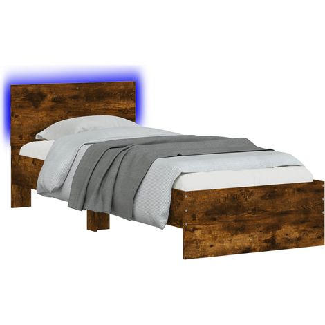 Estructura de Cama con LED Roble Ahumado 80 x 200 cm vidaXL (1/5)