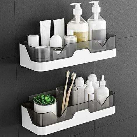 Tigrezy Étagères pour douche, paniers de douche, paniers de rangement, paniers de douche, étagères de salle de bain, étagères murales sans trous, adhésifs transparents, sans perçage (1/5)