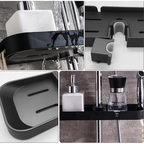 Support Mural Pour Savon - Support Sans Perçage Pour Évier Ou Douche - Compatible Robinetterie Standard - Capacité Multi-Objets - 1 Pièce