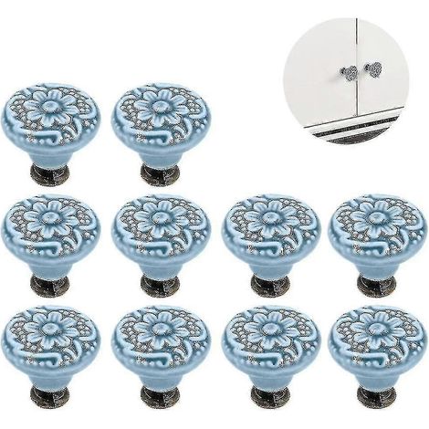 Set mit 10 Keramikknöpfen, Vintage-Schranktürknöpfe, Er-Knöpfe, Keramik-Türknöpfe, Er-Knöpfe, Er-Knopfset (1/4)