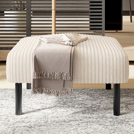 Tabouret haut de gamme en velours côtelé à structure métallique – Revêtement en velours ultra-doux pour un confort absolu – Usage polyvalent : repose-pieds, siège ou table d'appoint – Montage rapide e (1/5)