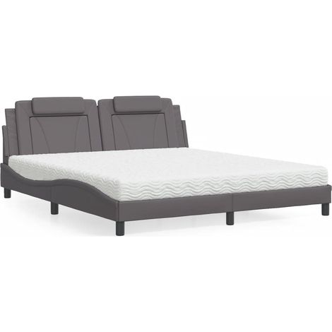 Bett "Viana" mit Matratze Grau 180x200 cm Kunstleder
