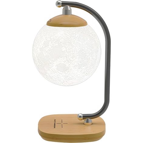 Veilleuse LED imitation bois – Charge sans fil – Tactile – 4 modes – Protection oculaire – Bureau (1/5)