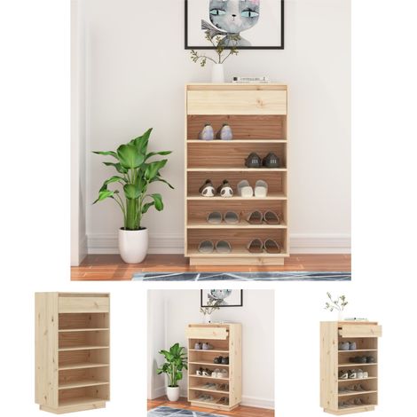 Schuhregal Wandhalterung - vidaXL Schuhregal 60x34x105 cm Massivholz Kiefer - (1/5)