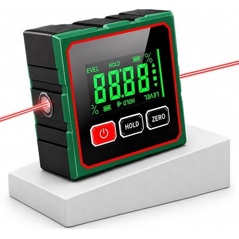4 x 90° Rechargeable Digital Inclinometer, 4-Sided Magnetic Digital Level, ± 0.2° High Accuracy with Dual Laser, Digital Level LCD Display for Carpentry and Car Building (1/5)