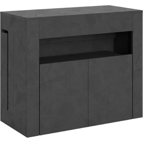 Consolle allungabile 90x42/302 cm ELIA con panca inferiore Antracite Spatolato (1/3)