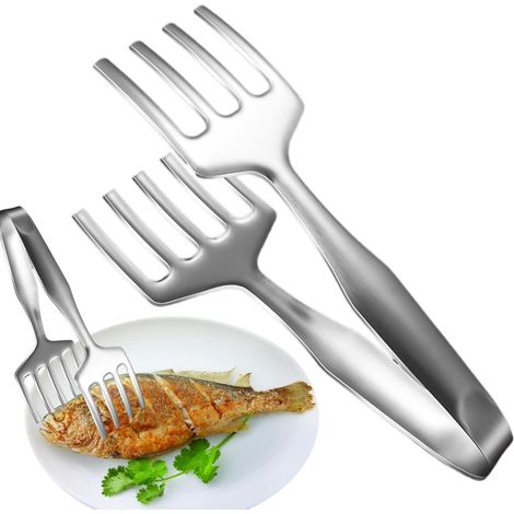 Pinces de cuisine, pinces de service en acier inoxydable, résistantes à la chaleur et ergonomiques, pinces à griller polyvalentes pour rôtir, servir et dresser des buffets, avec poignées robustes. (1/5)
