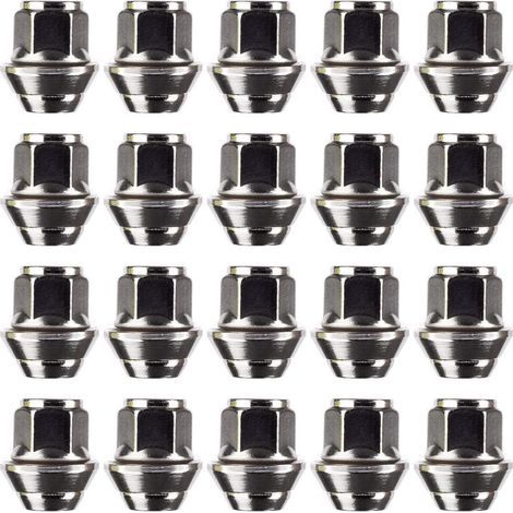 Alloy wheel nut set. M12 x 1.5, conical washer, 19 mm hex, compatible with Ford alloy wheels and more (20) (1/5)
