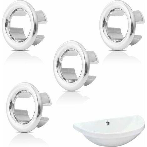 4-Piece Sink Overflow Ring Set, Round Hole Sink Trim, Sink Overflow Ring Overflow Cover, Washbasin Overflow Stopper (1/5)