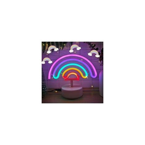 Enseigne Lumineuse, LED Arc en ciel Veilleuse Néon Nuit Signes, Lampes Neon Batterie/USB Nuit Décoration avec Socle pour Bar, Table, Chambre d'enfant, Éclairage de Noël, Cadeau (1/5)