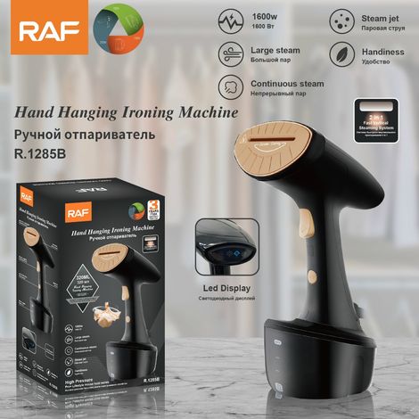 (Noir) Défroisseur vapeur portable aux normes européennes - Fer à repasser électrique pliable et compact pour la maison - Repassage à sec et humide - Vêtements (1/4)