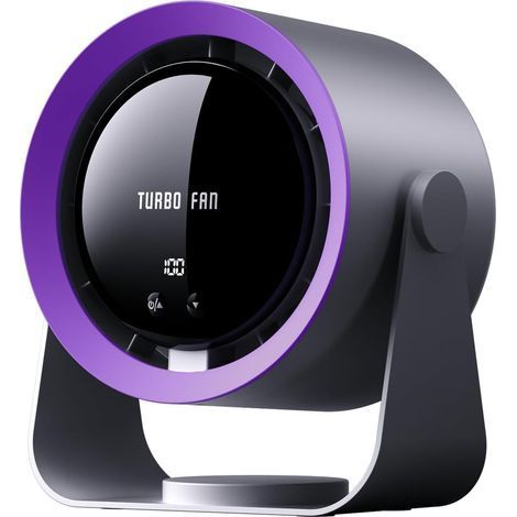 Ventilatore da tavolo USB ricaricabile con display digitale, 5 velocità ultra silenziose, inclinazione a 90° e possibilità di appenderlo, ideale per camera da letto, cucina, campeggio, ufficio e soggi (1/5)