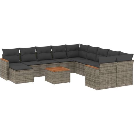Maison Exclusive - 12-tlg. Garten-Sofagarnitur mit Kissen Grau Po