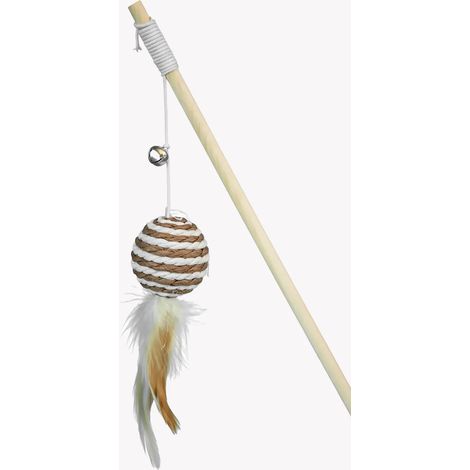 Katzenangel mit Ball braun-weiß (1/2)