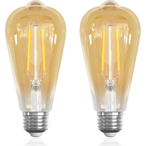 Ampoule LED Vintage E27 Blanc Chaud 2700K,ST64 Edison,6W Équivalent 60W,630LM,Non Dimmable,pour Maison Bar Café Restaurant,Lot de 2 (1/5)