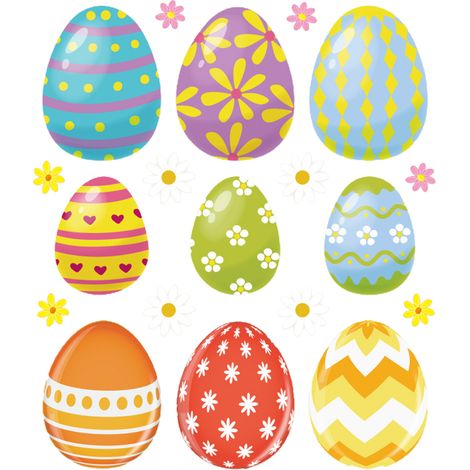 Stickers muraux œufs de Pâques, décorations de Pâques, autocollants muraux amovibles en PVC pour salon et chambre (1/4)
