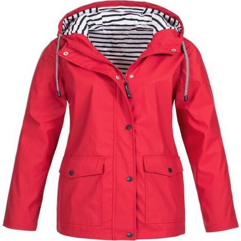 Veste coupe-vent à capuche grande taille pour femme, manteau d'escalade imperméable, hauts (1/5)