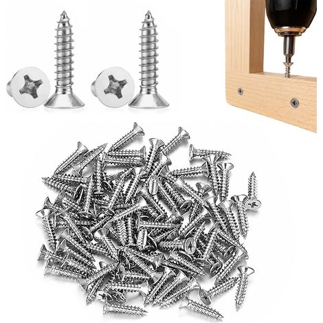 Vis M4x16 mm INOX Lot de 110 vis à tête fraisée hexagonale pour Bois, métal et Plastique, Auto-perçantes, durables et idéales pour Meubles et Bricolage (1/5)