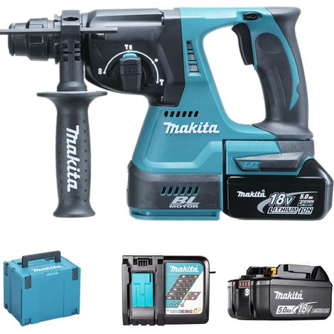 Taladro percutor Makita Batería recargable DHR242RTJ de 18 V y 5 Ah