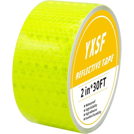 Ruban Réfléchissant Jaune Fluorescent 5cm x 10m : Auto-adhésif Fort, Imperméable, Haute Visibilité Nocturne pour Véhicules, Vélos, Chantier (1/5)
