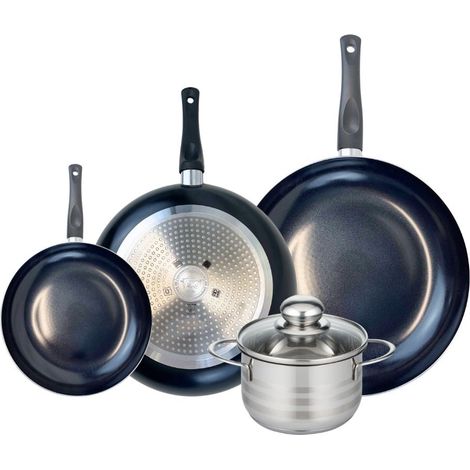 Ensemble de 3 Poêles de cuisson 20, 28 et 32 cm et 1 faitout 16 cm Elo Prima Brillant (1/5)