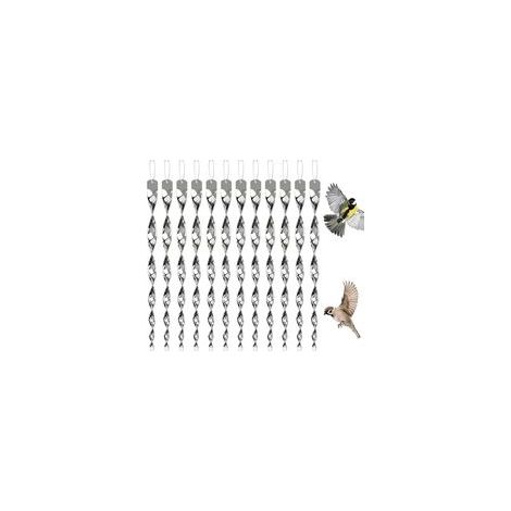 Lot de 12 répulsifs anti oiseaux, carillon éolien, réfléchissant, anti hirondelles, anti oiseaux, balcon, spirale à vent, pour chasser les corbeaux (argenté) 30cm