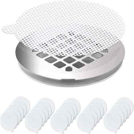 Filet Attrape Cheveux - Autocollant Jetable Pour Drain - Rond 9 cm - Blanc - 25 Pièces (1/5)