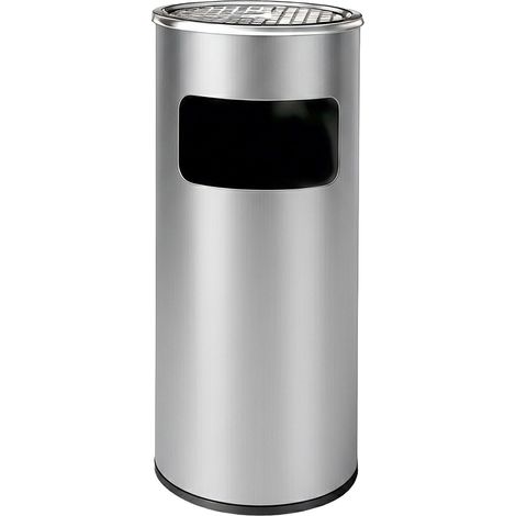 Relaxdays Standaschenbecher mit Mülleimer, Edelstahl, 30 l, Rauchersäule, HD: 60,5x23,5cm, Inneneimer entnehmbar, silber