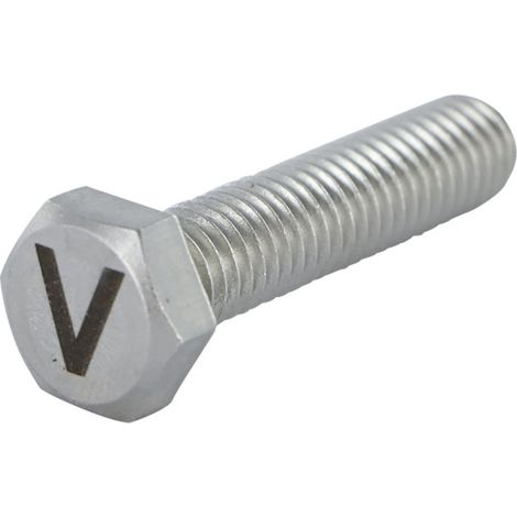 Vis métaux Tête hexagonale TH 8X35 Inox A4 Gravure LETTRE "V"-1 pièce
