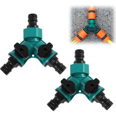 2 pièces Distributeur 2 Voies Splitter Tuyau d Arrosage Répartiteur Y tuyaux 9 25 mm valves sélection vannes Marche arrêt raccord (1/4)