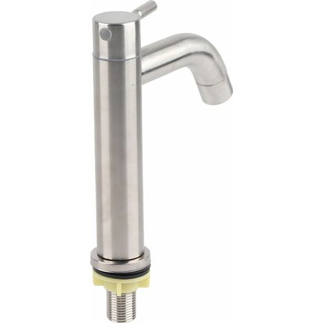 Robinet Lavabo - Acier Inoxydable Brossé - Entrée G1/2 - Sortie Avec Barboteur - Commande Unique - Pour Salle De Bain Et Cuisine - 1 Pièce (1/5)