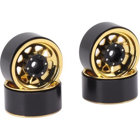 Satz mit 4 Beadlock-Felgen, 2,5 cm (1 Zoll) tiefes Rillenprofil, universell für Traxxas RC Quad/Car Karosserie, mit Schrauben, goldfarben. (1/5)