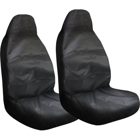 Housses de Siège Voiture Universelle, 500D Oxford Imperméables Couvre Siege Voiture, Protection Siege Avant Voiture Mecanicien Adulte Anti-poussière pour Atelier(Noir-Pièce de 2) (1/5)