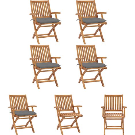 Holz Gartenstühle - vidaXL Klappbare Gartenstühle mit Kissen 4 Stk. Massivholz Teak - Gartenstühle mit Kissen (1/5)