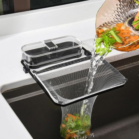 Panier Filtre pour Évier de Cuisine - 50 Filets en Maille pour Déchets Alimentaires, Attrape-Déchets pour Évier de Cuisine et Filtre pour Broyeur d’Évier (noir) (1/5)