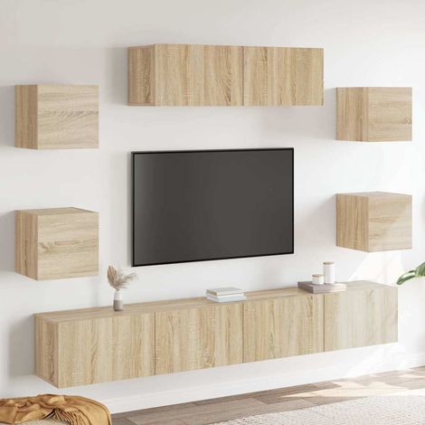 vidaXL 7 Piece TV Cabinet Set Sonoma Oak Engineered Wood (1/5)