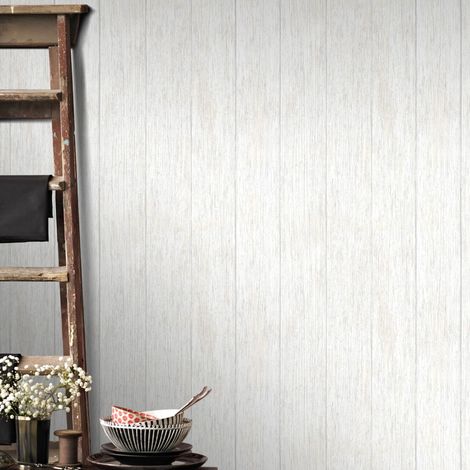 Papier peint intissé lattes de bois naturel – 1005 x 52cm crème – Résistant à la lumière – Entretien facile avec éponge humide – Superfresco Easy (1/4)