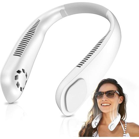 Ventilateur de cou portable, ventilateur personnel pour l'été, ventilateur mains libres autour du cou, 3 vitesses de refroidissement portable (1/5)