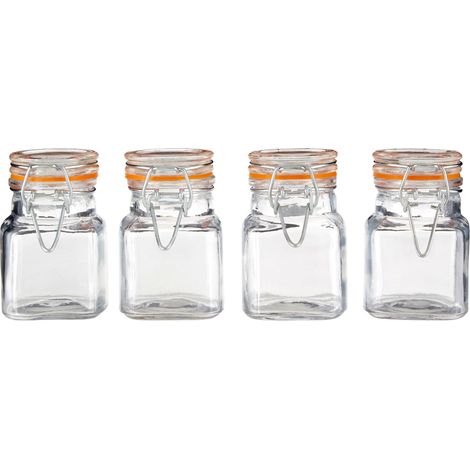 Premier Housewares Clip Top Lid Glass Jars - Set of 4 (1/4)