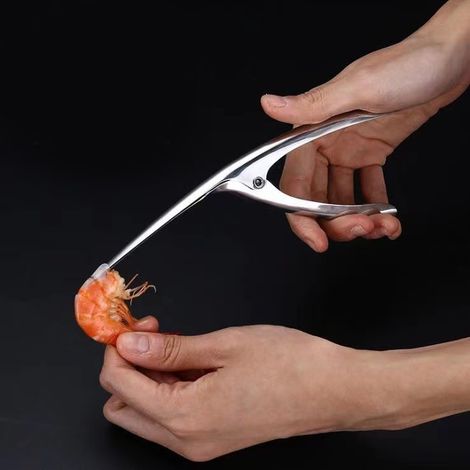 Outil à déveiner les crevettes, efficace, facile à utiliser, poignée confortable, éplucheur de crevettes en acier inoxydable pour fruits de mer (1/5)