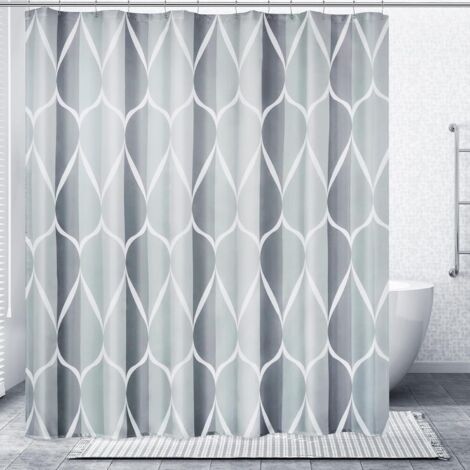 Rideau de douche imperméable, ensemble de rideaux de douche pour salle de bain, 180 x 180 cm, avec 12 crochets, en tissu gris. (1/5)