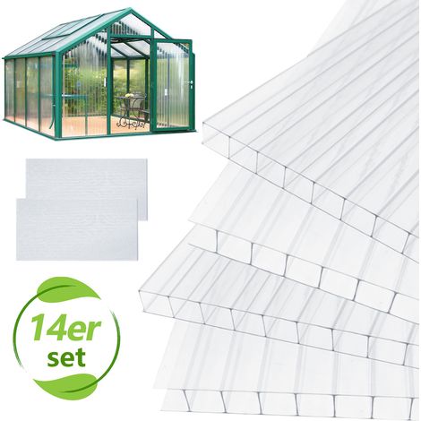 Jiubiaz 14 lastre alveolari in policarbonato trasparente da 4 mm, 60,5 x 121 cm, 10,25 m² (1/5)