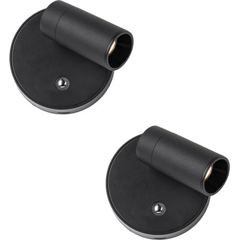 Applique Murale LED Lampe Murale 2700K-6500K Dimmable Luminaire Mural Touch Control Éclairage Mural USB Rechargeable für Salon Chambre Couloir (Noir,2 Pièces)