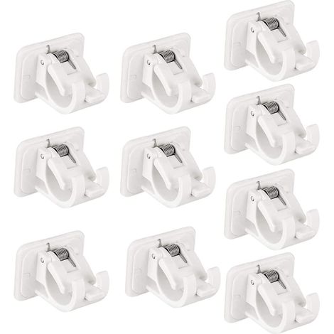 10 Pack Self-adhesive Curtain Rod Brackets No Drilling Curtain Rod Holder Wall Mounted Curtain Rod Hooks for Home Bathroom Hotel (1/5)