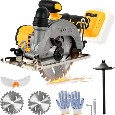 Cordless Circular Saw Compatible with 18V 20V 6200RPM, Brushless Circular Saw with 2 Blades 150mm, Cutting Depth and Angle from 50mm (90°) to 33mm (45°) for Wood (1/5)