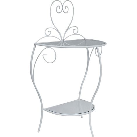 Comodino in ferro battuto CUORE Colori Ferro: Azzurro - Shabby Chic (1/3)