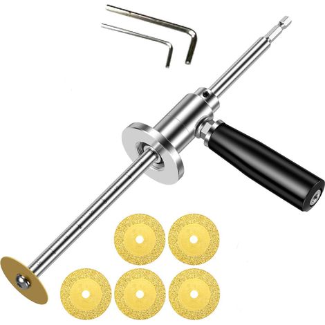 Coupe-tube intérieur pour tuyaux en PVC, profondeur de coupe réglable, avec tige hexagonale de 6 mm et 6 lames de scie pour visseuse à chocs (1/5)