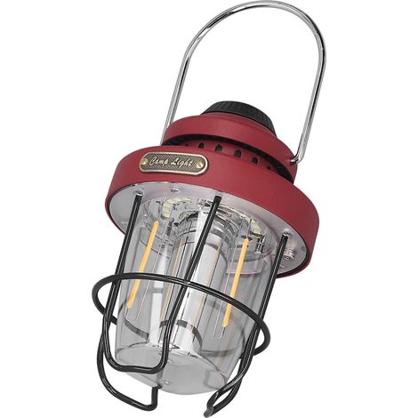 Lanterne de camping rétro rechargeable par USB, 3 modes d'éclairage, étanche IPX4, rouge. (1/5)