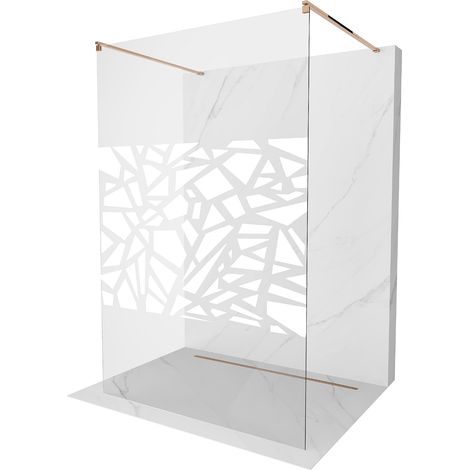 Mexen Kioto freistehende Duschwand 100 x 200 cm, Transparent/Weißes Design 8 mm, Rosa Gold - 800-100